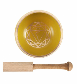 Tibetan Brass Singing Bowl - 3rd Yellow Solar Plexus Chakra Manipura