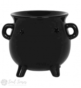 Ceramic Black Witches’ Cauldron Oil Burner and Wax Melter