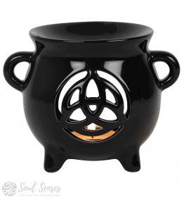 Halloween Black Triquetra Cauldron Oil Burner